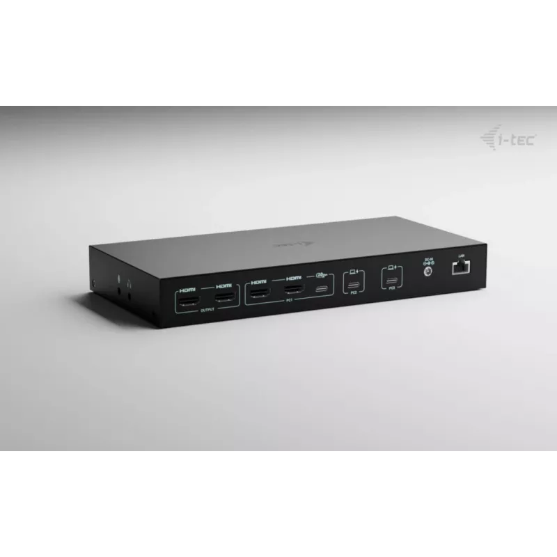 ITEC i-tec USB-C KVM Dock PRO pre tri hostiteľské zariadenia, Dual-Video, 2x Power Delivery (max. 92W), USB 3.2, 10 Gbit/s, Gigabit Ethernet