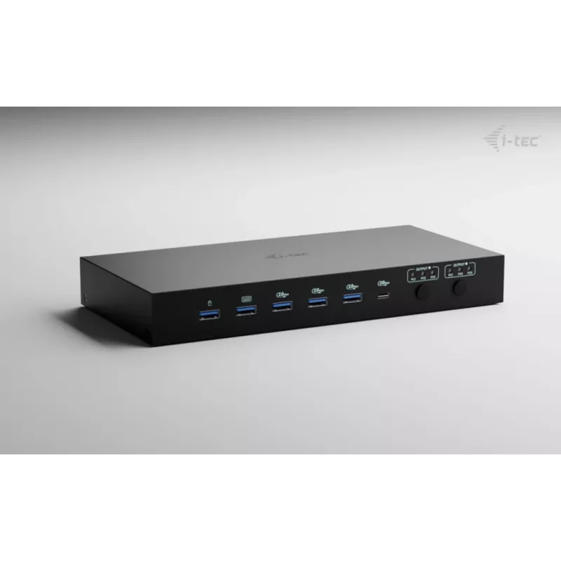 ITEC i-tec USB-C KVM Dock PRO pre tri hostiteľské zariadenia, Dual-Video, 2x Power Delivery (max. 92W), USB 3.2, 10 Gbit/s, Gigabit Ethernet