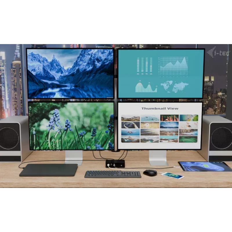 i-tec Thunderbolt5 Quattro Display dokovacia stanica, 5x USB, 2,5 GLAN + Power Delivery 140W