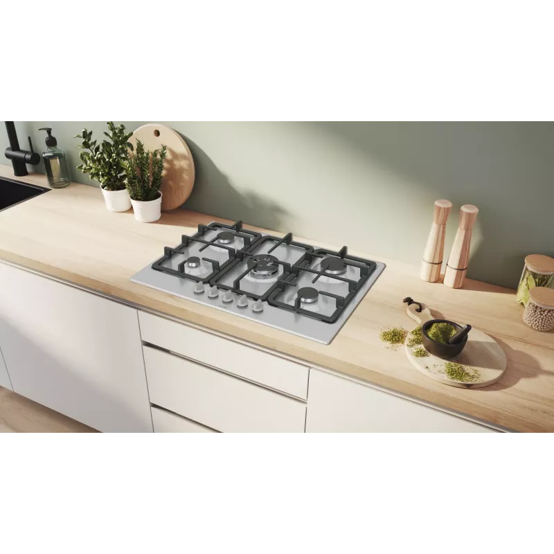 Bosch Serie 4 PGQ7B5K90 varná doska nerezová vstavaná 75 cm plynová 5 zón