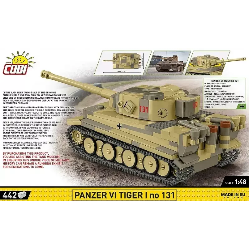 Stavebnica Cobi Panzer VI Tiger I 442 dielov model COIB-2734
