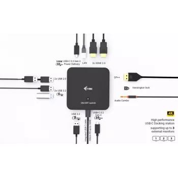 USB-C DisplayPort na Dual-HDMI adaptér ITEC C31TRIPLEVIDEODPPRO 4K 60Hz, 100W Power Delivery