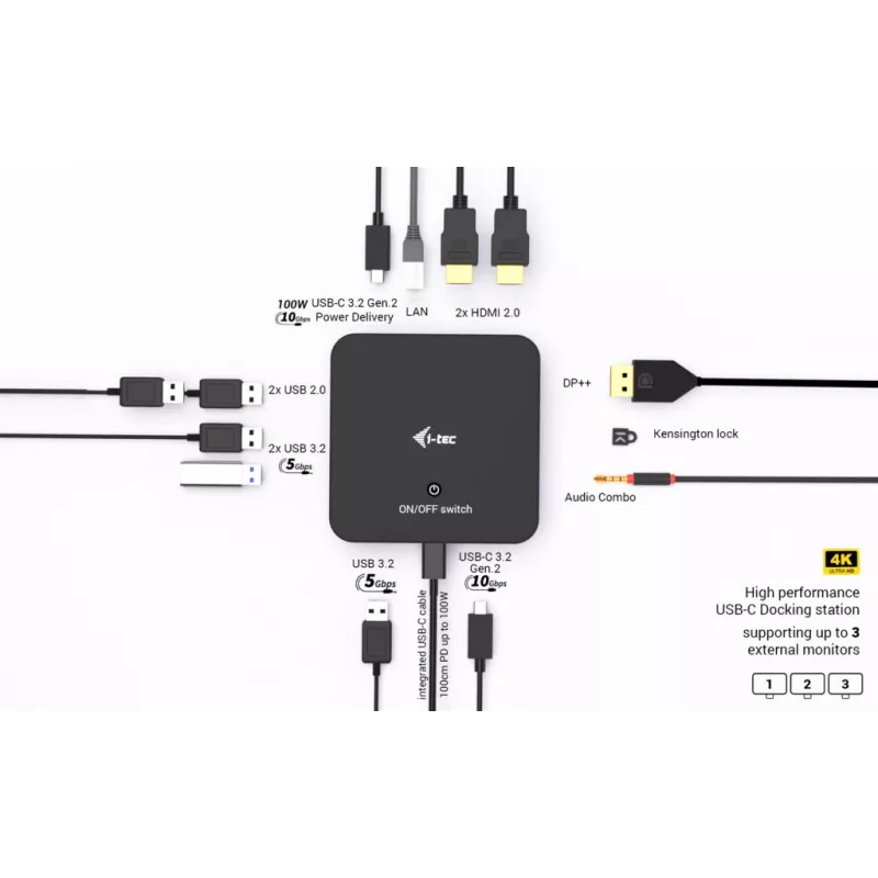 i-tec USB-C DP Dual HDMI dokovacia stanica s Power Delivery 100 W + univerzálna nabíjačka 100 W