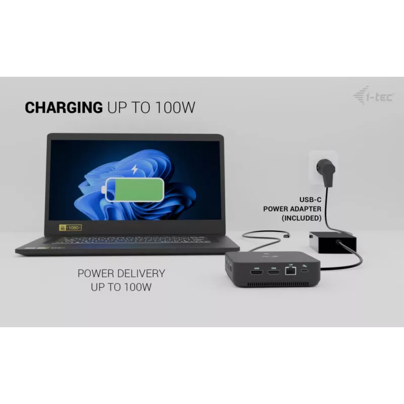 i-tec USB-C DP Dual HDMI dokovacia stanica s Power Delivery 100 W + univerzálna nabíjačka 100 W