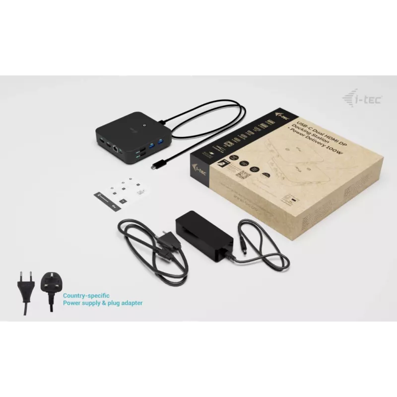 i-tec USB-C DP Dual HDMI dokovacia stanica s Power Delivery 100 W + univerzálna nabíjačka 100 W