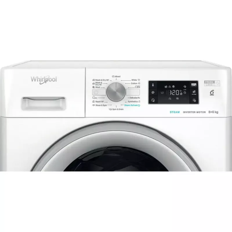 Práčka so sušičkou WHIRLPOOL FFWDB 864489 SV EE plnenie vpredu 6 kg 1400 ot/min biela