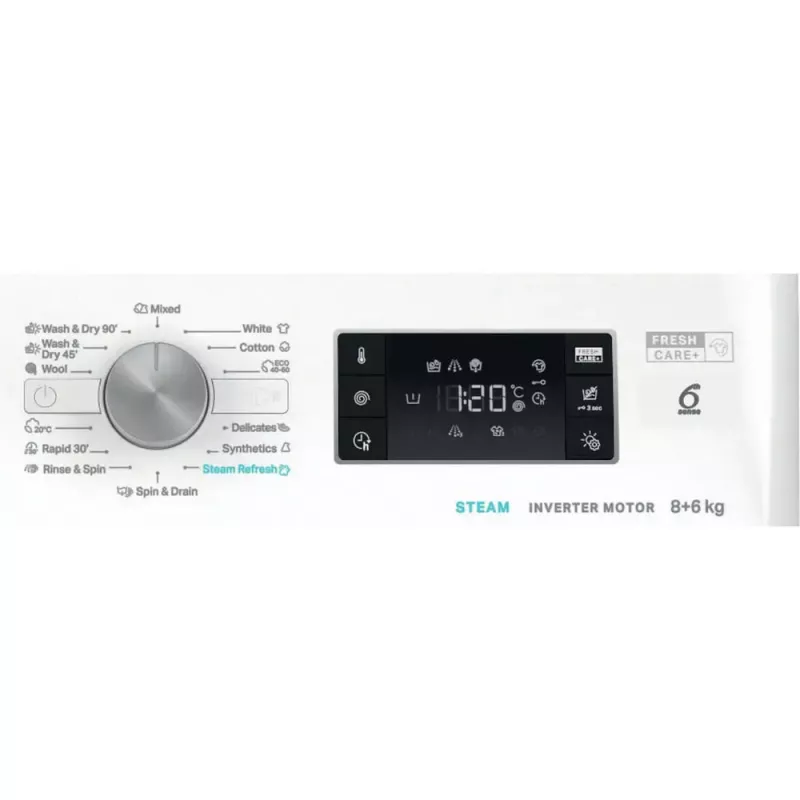 Práčka so sušičkou WHIRLPOOL FFWDB 864489 SV EE plnenie vpredu 6 kg 1400 ot/min biela