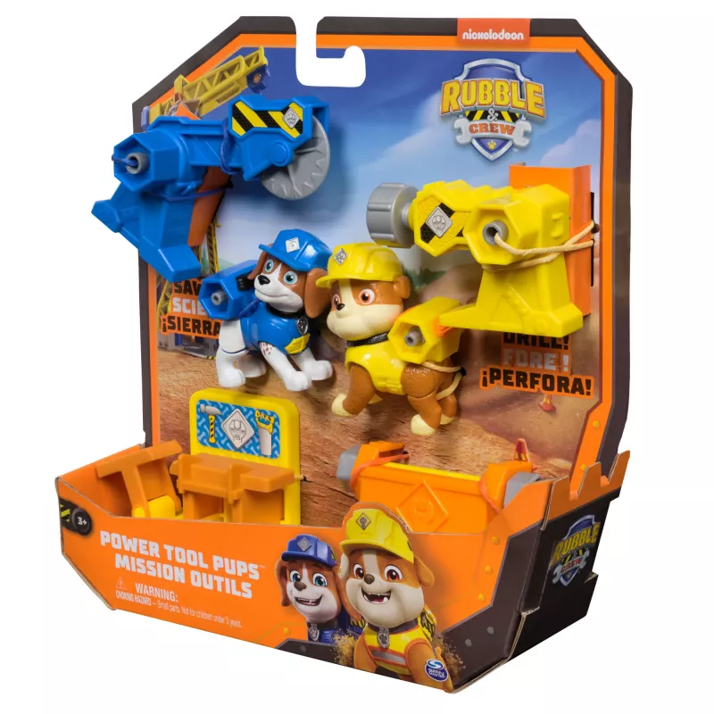 Súprava figúrok Usorteret Rubble & Wheeler Power Tool Pups s 2 nástrojmi a 2 stavebnými doplnkami, od 3 rokov