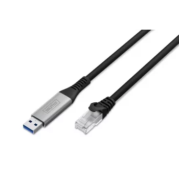 DIGITUS USB 3.2 Gen1 – RJ45 Ethernet kábel – CAT6a S/FTP čierny – 3m