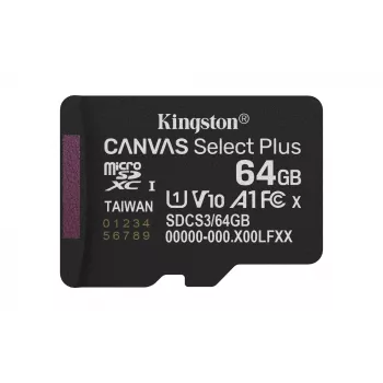 Kingston Technology 64GB micSDXC Canvas Select Plus Gen3 100R A1 samostatné balenie bez ADP