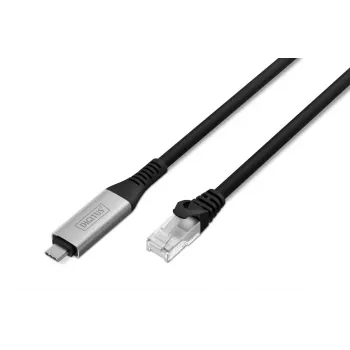 DIGITUS USB-C 3.2 Gen1 - RJ45 Ethernet kábel - CAT6a S/FTP čierny - 2m