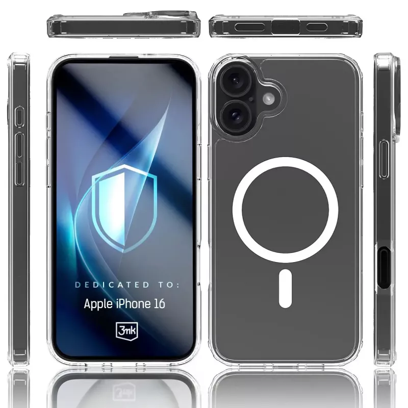 Kryt puzdro na telefón 3MK Armor MagCase pre iPhone 16, 6,1 palca (15,5 cm), transparentný, PC+TPU
