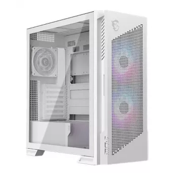 PC skriňa MSI MPG VELOX 300R AIRFLOW PZ Midi Tower biela — ATX/EATX/MicroATX/Mini-ITX, 1×3,5 palcov, 4×2,5 palcov, 2×USB 3.2 Gen1, bočné okno