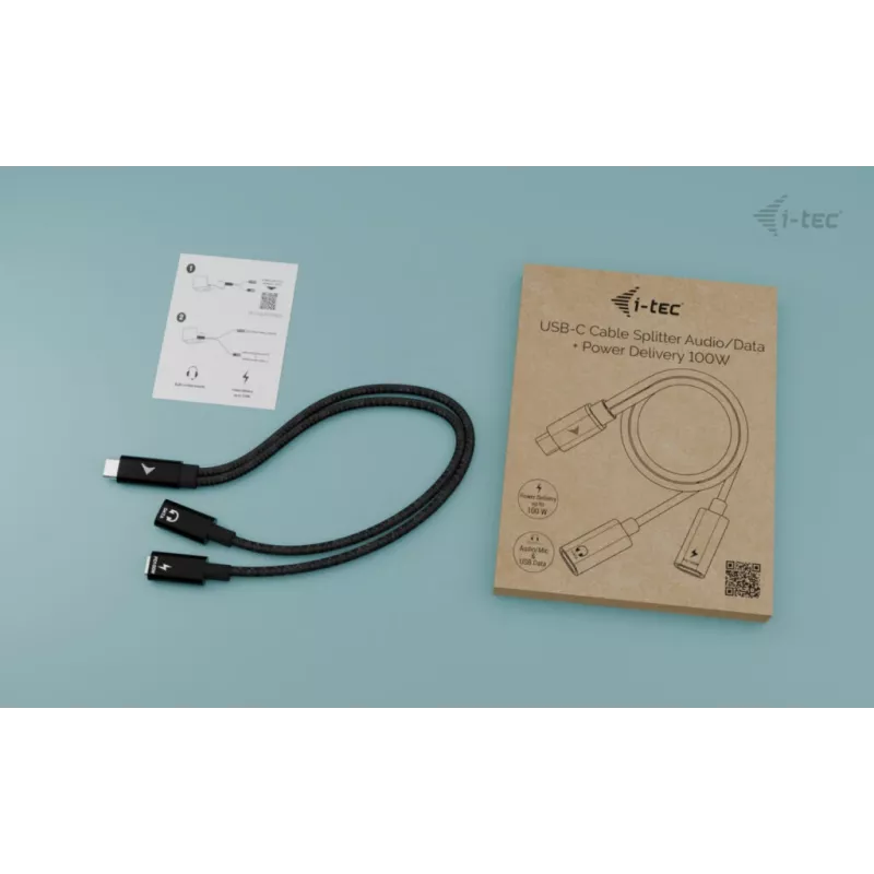 i-tec USB-C rozbočovač káblov Audio/Dáta + Power Delivery 100 W