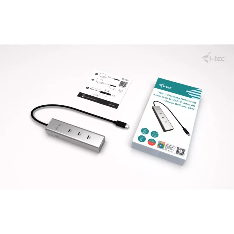i-tec Metal USB-C nabíjací HUB 5-portový s USB-C Video 8K + Power Delivery 85W