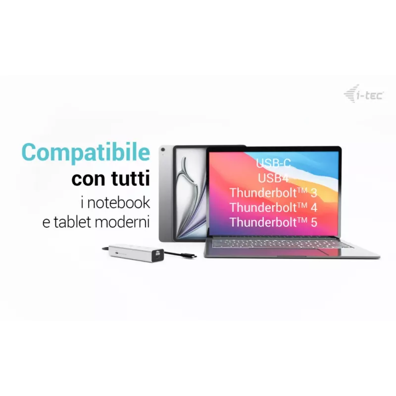 i-tec Metal USB-C nabíjací HUB 5-portový s USB-C Video 8K + Power Delivery 85W
