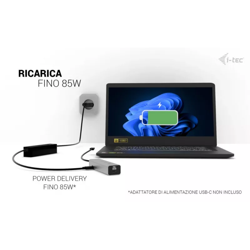 i-tec Metal USB-C nabíjací HUB 5-portový s USB-C Video 8K + Power Delivery 85W