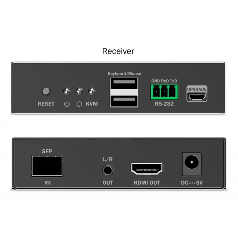 DIGITUS DS-55348 súprava KVM IP extenderov HDMI po optickom vlákne, 4K/60 Hz, 40 km/300 m, IP 1G, čierna
