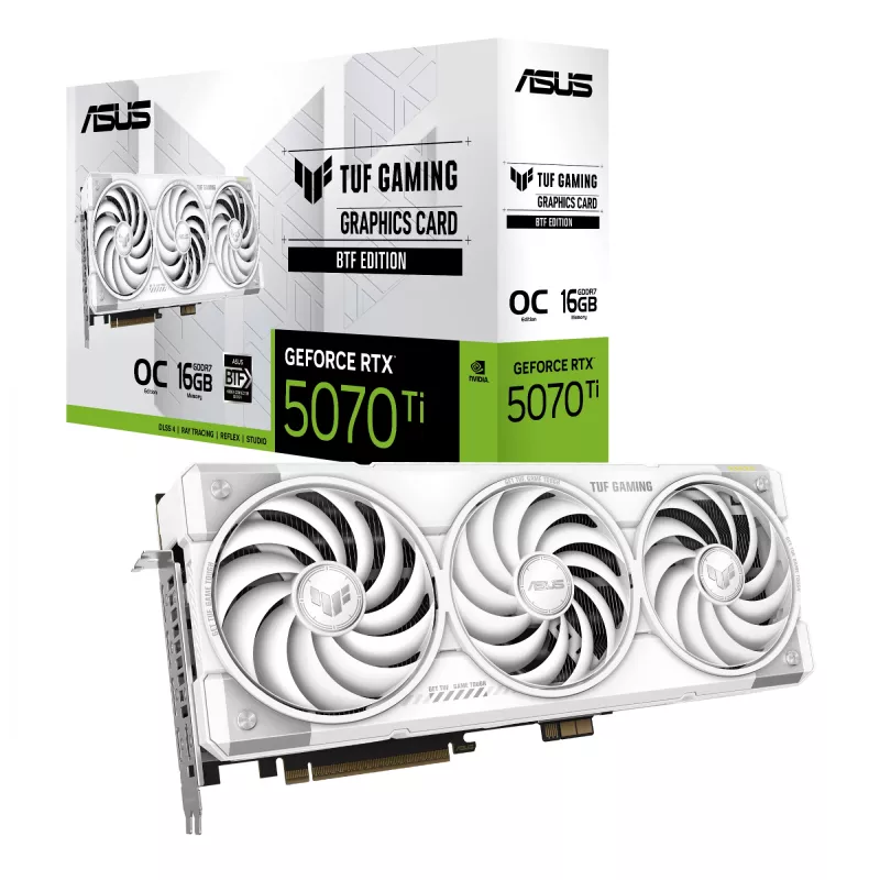 Grafická karta ASUS TUF NVIDIA GeForce RTX 5070 Ti 16 GB GDDR7 256-bit PCIe 5.0 3 ventilátory biela