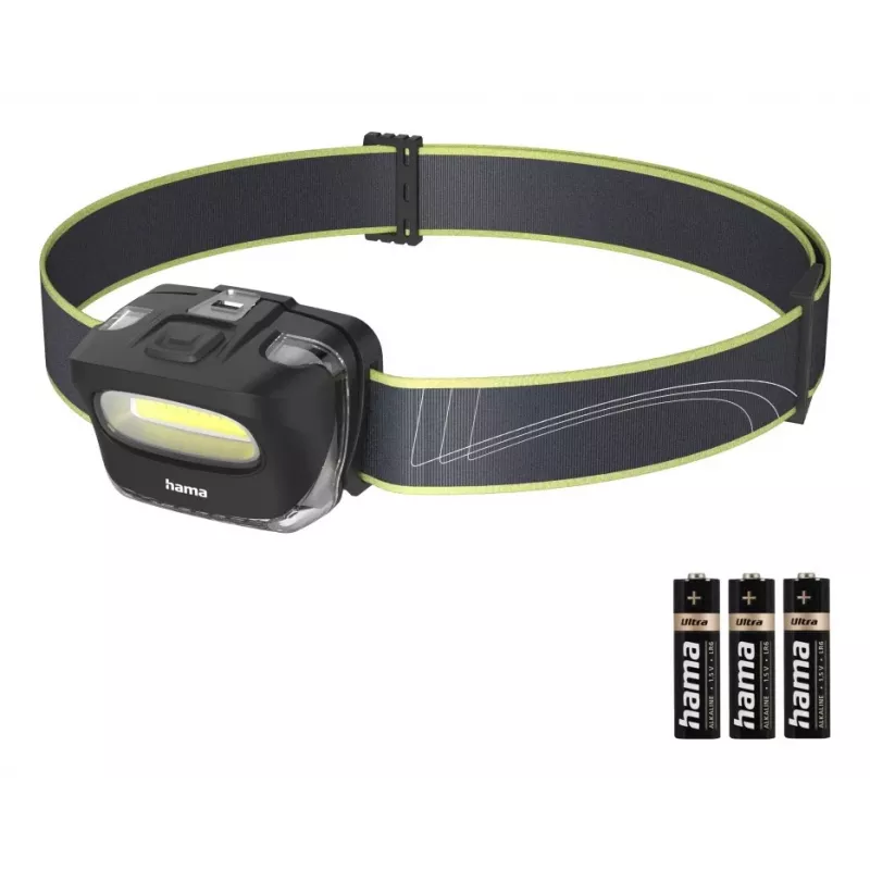 Hama HL110 čierna, modrá, žltá čelová lampa baterka COB LED