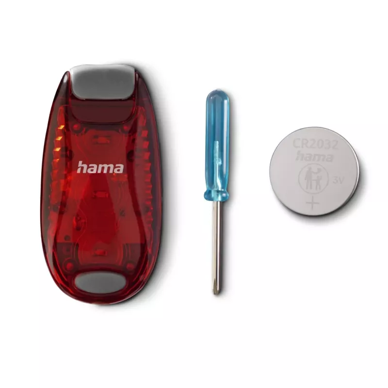Hama LED výstražné svetlo s klipom, 2 ks, 3 režimy svietenia, IP44, batéria CR2032, čierne/červené