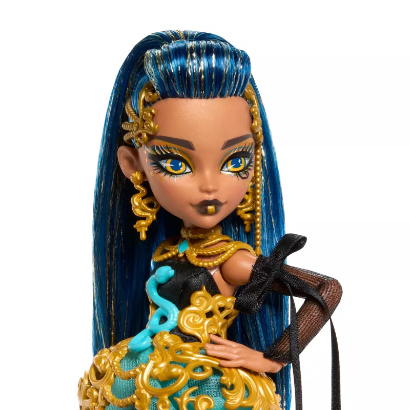 Monster High Scary Sweet Birthday Cleo De Nile bábika v párty šatách s balónom a darčekom