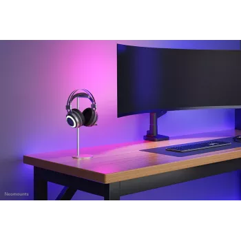 Stojan na slúchadlá Neomounts ADS11-170SL — stolový držiak z hliníka pre over-ear a on-ear slúchadlá