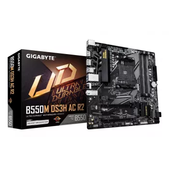 GIGABYTE B550M DS3H AC R2 základná doska - AMD Ryzen 5000 CPU, 5+3 fázy VRM, až do 4733 MHz DDR4 (OC), 1x PCIe 4.0 + 1x PCIe 3.0 M.2, Wi-Fi 5, 1 GbE LAN, USB 3.2 Gen 1