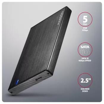 Axagon EE25-XA6C Kompaktné hliníkové USB-C 5 Gbit/s – SATA 6G externé puzdro pre 2,5