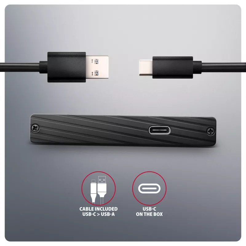 Axagon EE25-XA6C Kompaktné hliníkové USB-C 5 Gbit/s – SATA 6G externé puzdro pre 2,5