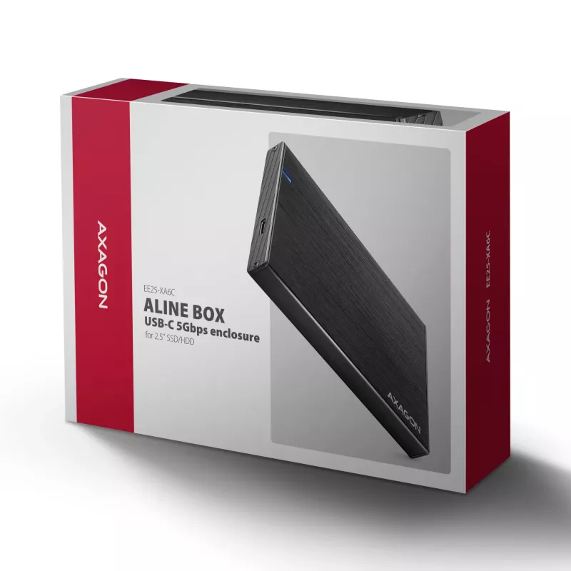 Axagon EE25-XA6C Kompaktné hliníkové USB-C 5 Gbit/s – SATA 6G externé puzdro pre 2,5