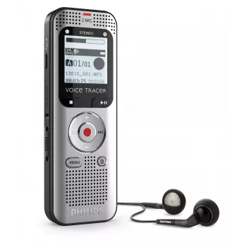 Diktafón Philips Voice Tracer DVT2015 Interná pamäť Flash karta strieborná 2370 h doba nahrávania