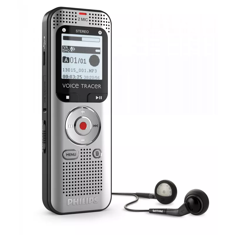 Diktafón Philips Voice Tracer DVT2015 Interná pamäť Flash karta strieborná 2370 h doba nahrávania