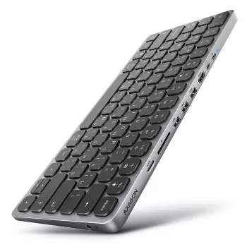 Axagon HMC-KB-CRL, USB 5Gbps hub s klávesnicou, HDMI 4K/60Hz, 3x USB-A, SD/mSD, Audio, PD100, cyrilské rozloženie
