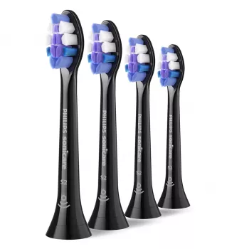 Hlavice na zubnú kefku Philips HX6054/88 — balenie 4 ks, extra mäkké štetinky, čierna