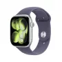 Apple Watch Series 11 GPS + Cellular 46mm strieborné hliníkové puzdro s Purple Fog športovým remienkom – M/L