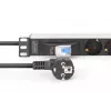 DIGITUS DN-95439 hliníkový 19-palcový 1U PDU do racku, 7x zásuvka Schuko, istič, 16 A, 4000 W, 230 V, 50/60 Hz, kábel 1,8 m