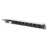 DIGITUS DN-95439 hliníkový 19-palcový 1U PDU do racku, 7x zásuvka Schuko, istič, 16 A, 4000 W, 230 V, 50/60 Hz, kábel 1,8 m