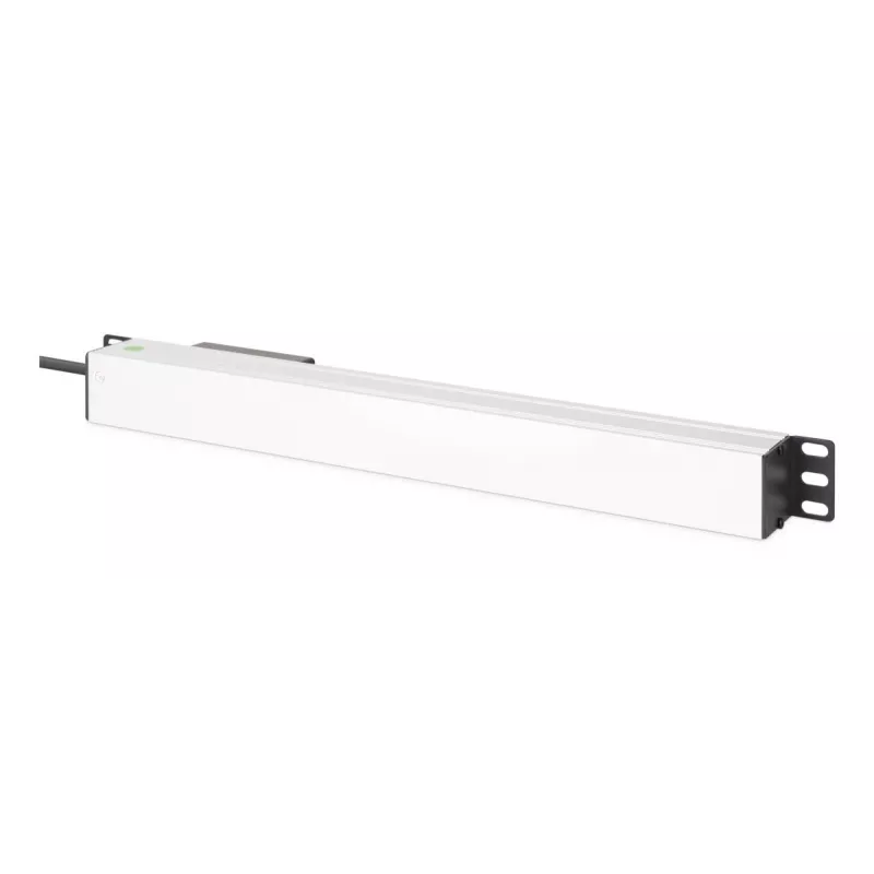 DIGITUS DN-95439 hliníkový 19-palcový 1U PDU do racku, 7x zásuvka Schuko, istič, 16 A, 4000 W, 230 V, 50/60 Hz, kábel 1,8 m