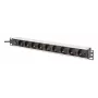 DIGITUS PDU - 1U hliníkový rackmount 8x zásuvka CEE 7/7 1x zásuvka 10A konektor 250VAC 50/60Hz konektor IEC C14 predistenie
