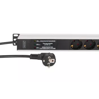 DIGITUS PDU - hliníkový rackový frekvenčný filter 2 m 16 A 3600 W 230 V AC 50/60 Hz 7x bezpečnostná 2x zásuvka