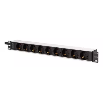 DIGITUS PDU - 1U hliníkový rackmount 8x ochranná zásuvka 1x výstup 16A 230VAC 50/60Hz konektor IEC C20
