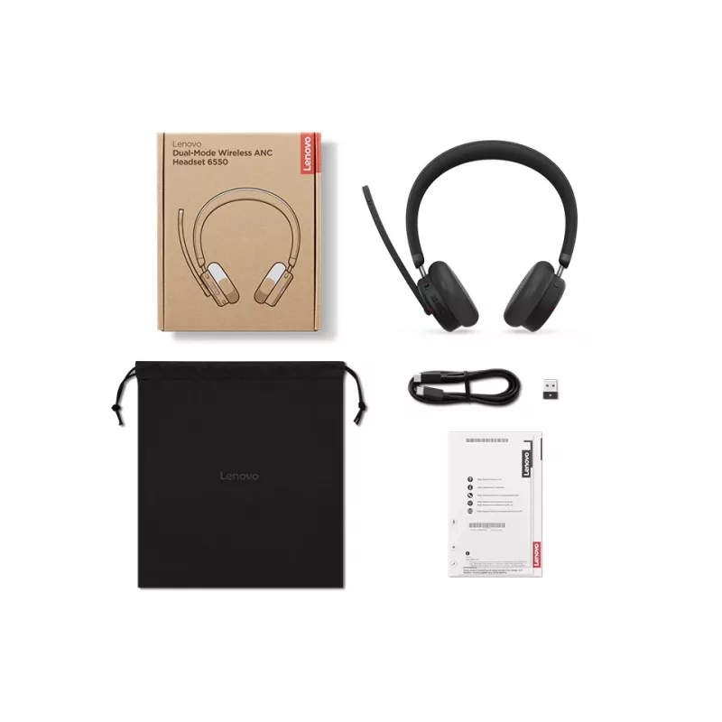 Lenovo ANC headset 6550 bezdrôtový s hlavovým mostom kancelária/call centrum USB Type-C Bluetooth čierny