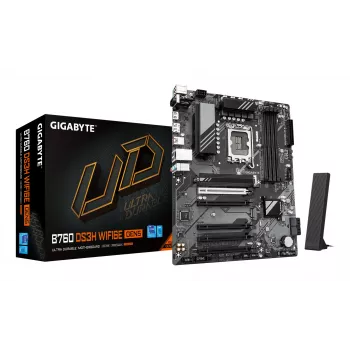 GIGABYTE B760 DS3H WIFI6E GEN5 základná doska - podporuje Intel Core 14. gen CPU, 8+2+1 fázové digitálne VRM, až do 5600MHz DDR5, 2xPCIe 4.0 M.2, Wi-Fi 6E, 1GbE LAN, USB 3.2 Gen 2x2