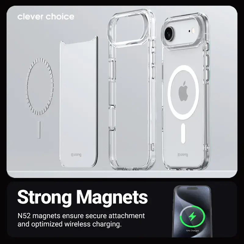 Crong Clear MAG kryt puzdro s MagSafe pre iPhone 17 transparentný CRGCLRMIP1763TRS