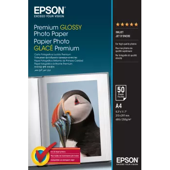 Epson Premium Glossy Photo Paper - A4 - 50 listov, lesklý, 255 g/m², A4, biela, 50 listov, 1 ks