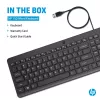 HP 150 káblová klávesnica, Full-Size (100 %), káblová, USB, mechanická, QWERTY, čierna