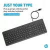 HP 150 káblová klávesnica, Full-Size (100 %), káblová, USB, mechanická, QWERTY, čierna