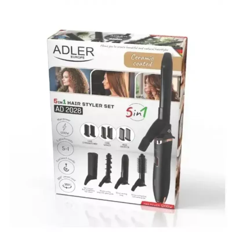 Adler AD 2028 sada na úpravu vlasov 5 v 1, 1200 W, čierna