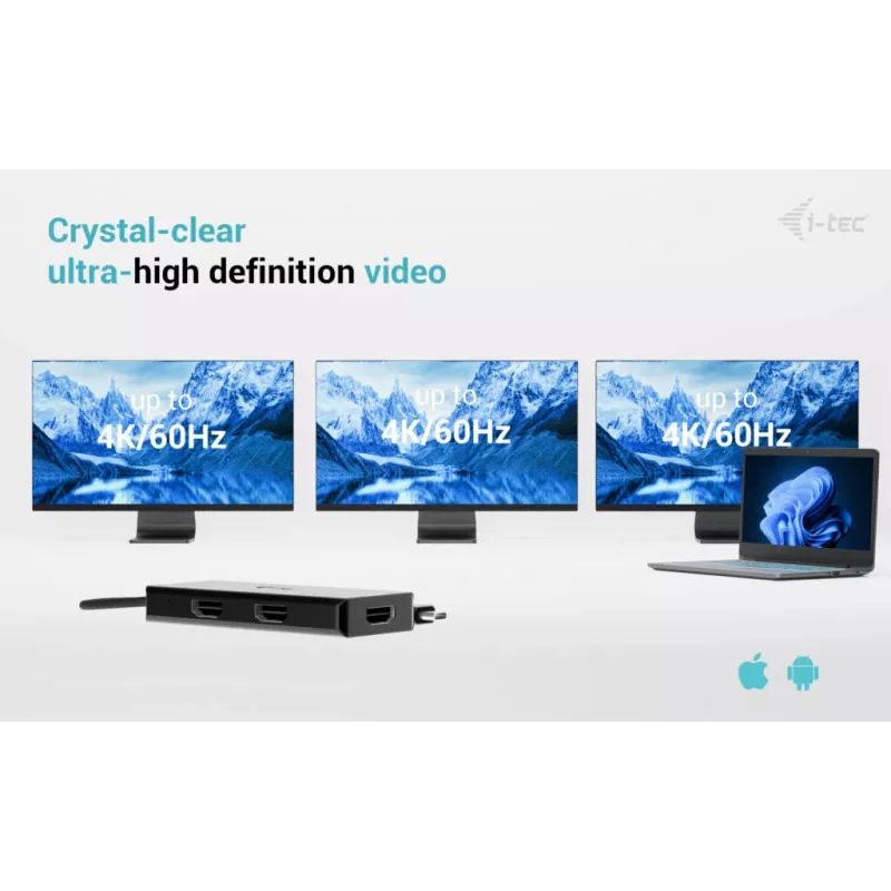 i-tec USB-C Triple 4K HDMI video adaptér, Power Delivery 100W
